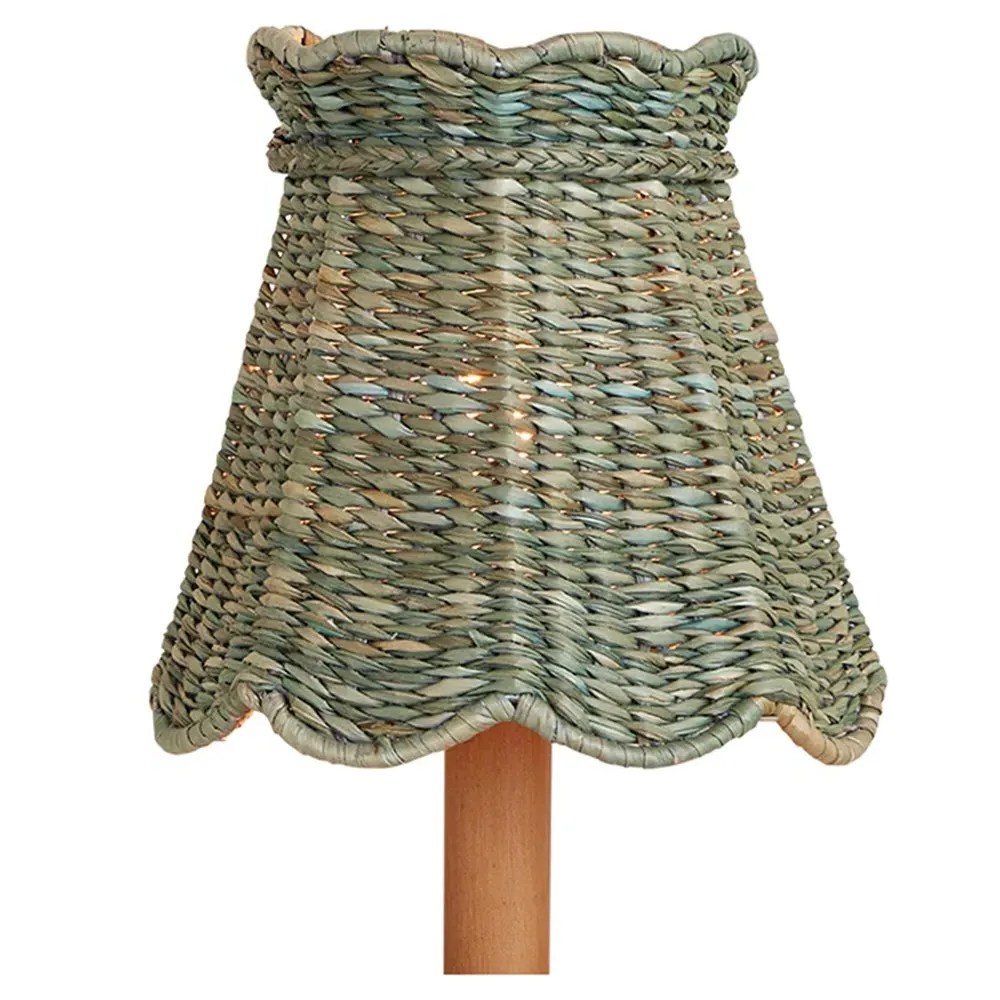 Eliza Scalloped Chandelier Shade - Light Teal, Seagrass