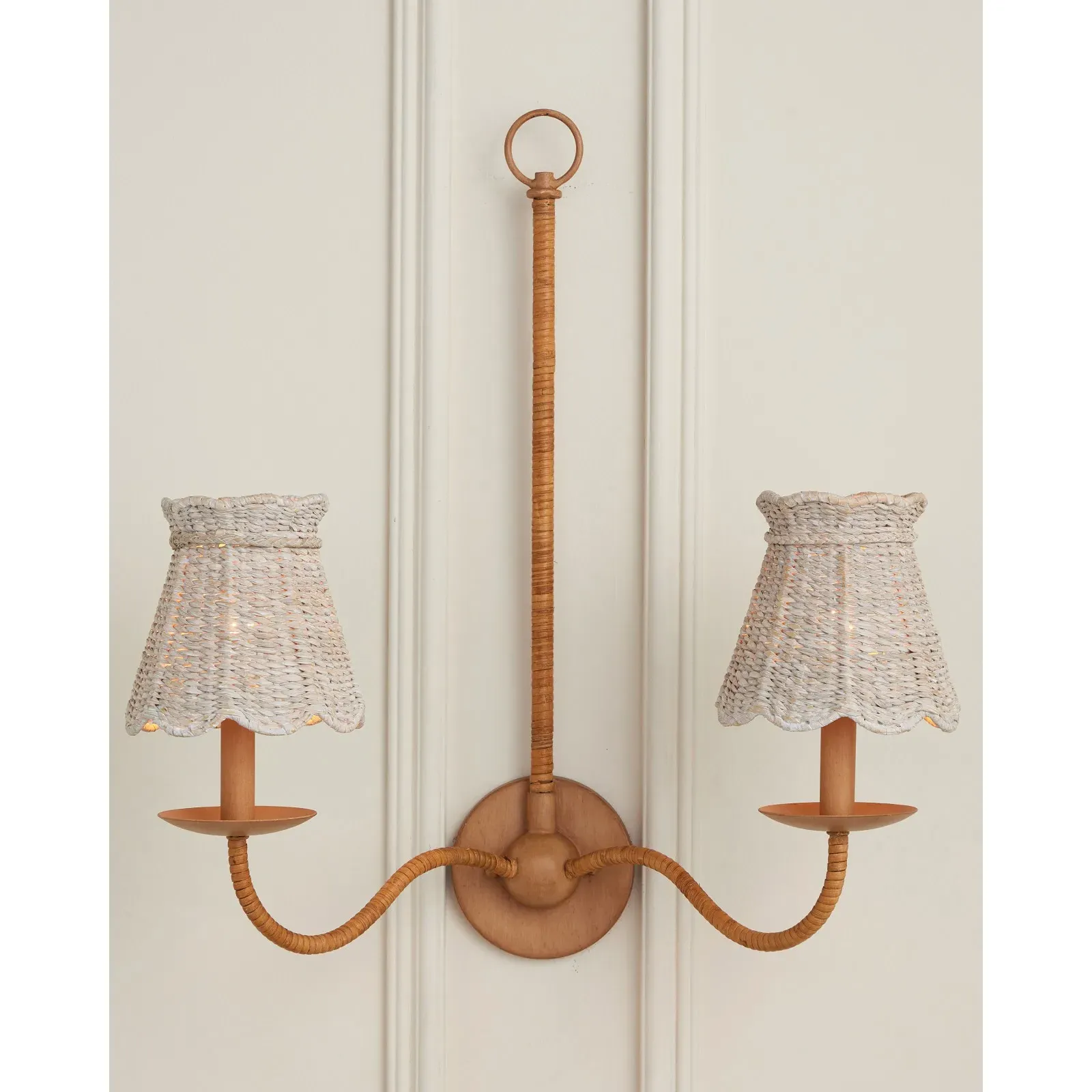 Eliza Scalloped Chandelier Shade - Whitewash, Seagrass