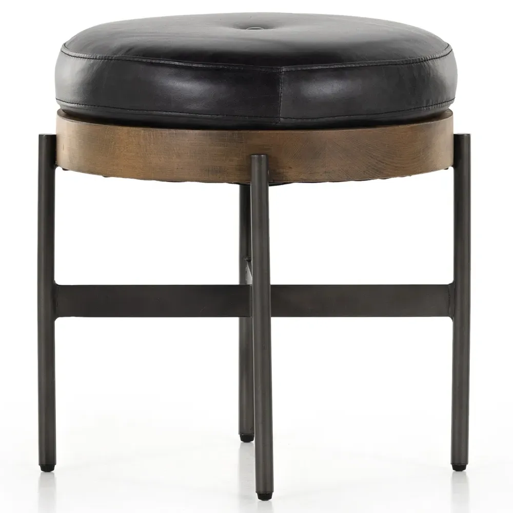 Eliza Small Round Stool - Black, Beech Wood
