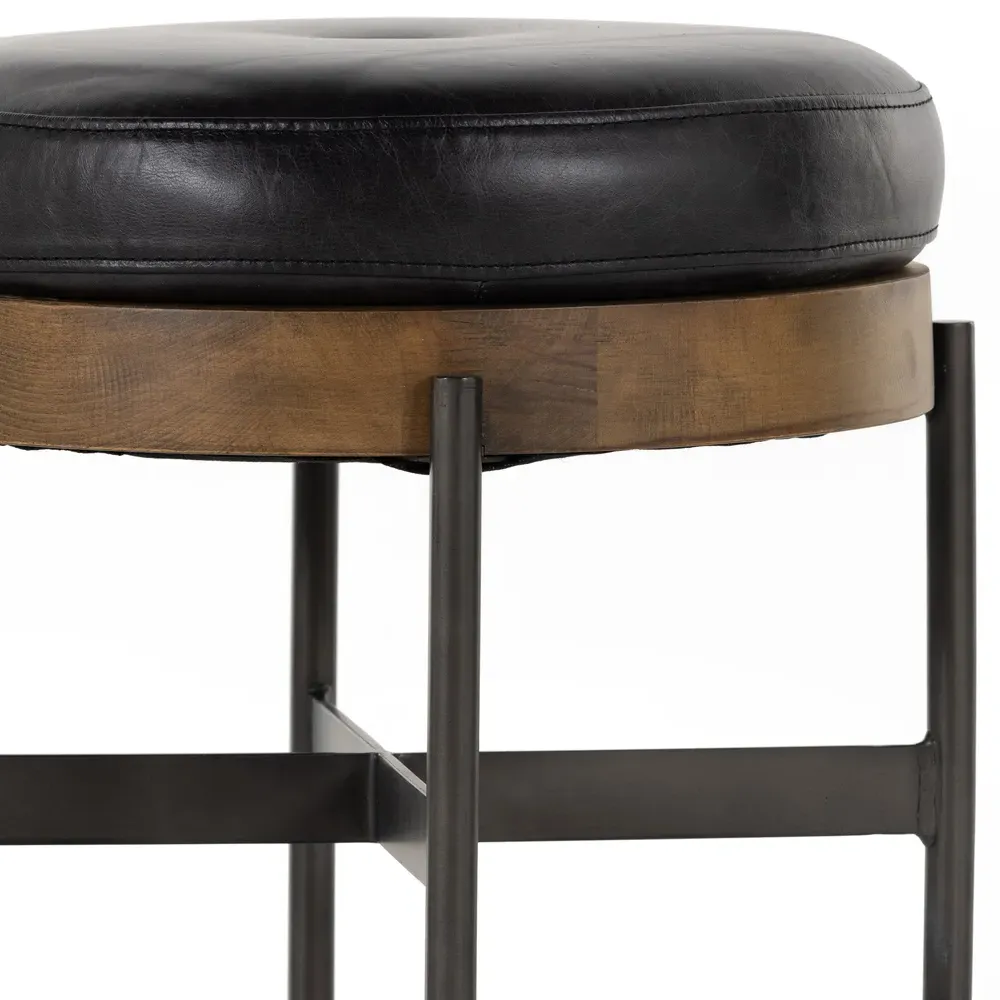 Eliza Small Round Stool - Black, Beech Wood