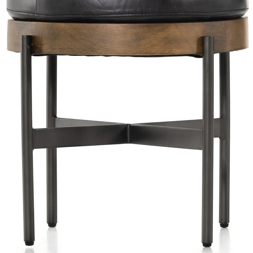 Eliza Small Round Stool - Black, Beech Wood
