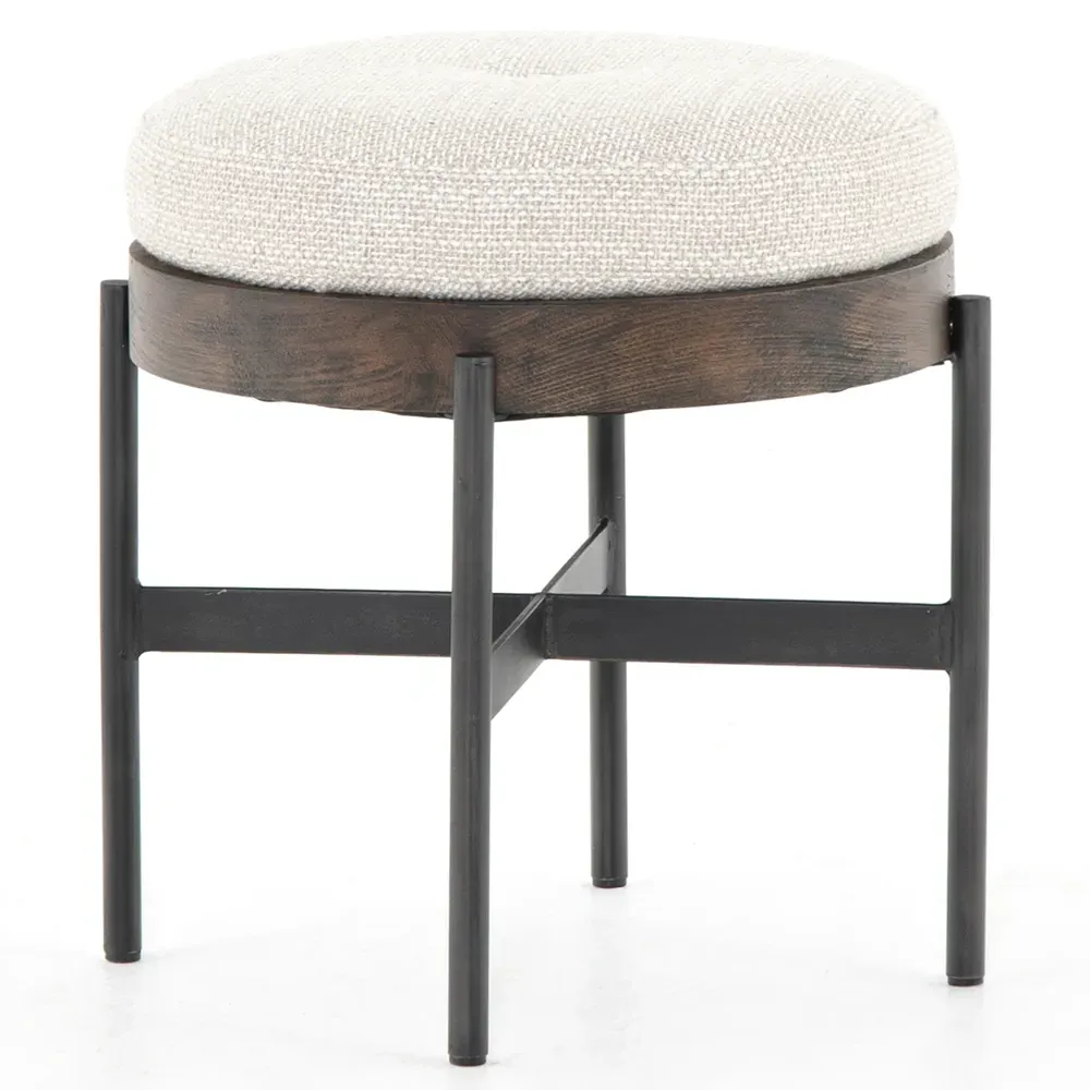 Eliza Small Round Stool - Cream, Beech Wood