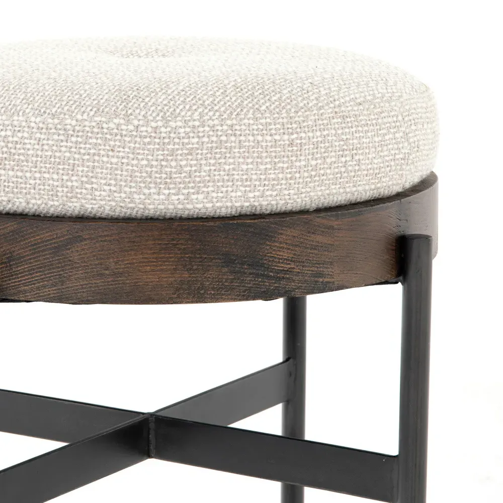 Eliza Small Round Stool - Cream, Beech Wood
