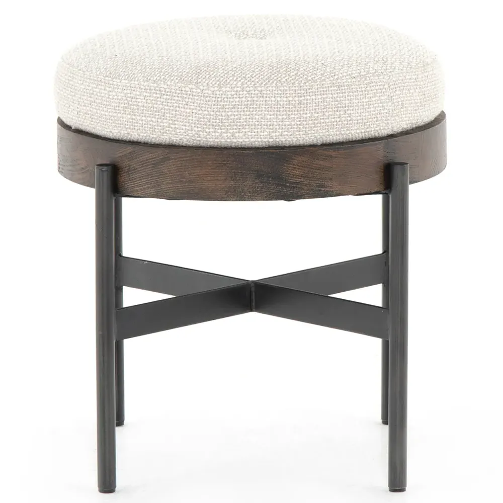 Eliza Small Round Stool - Cream, Beech Wood image
