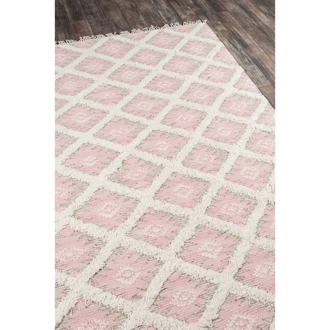 Ella Diamond Patterned Rug - Pink, Wool