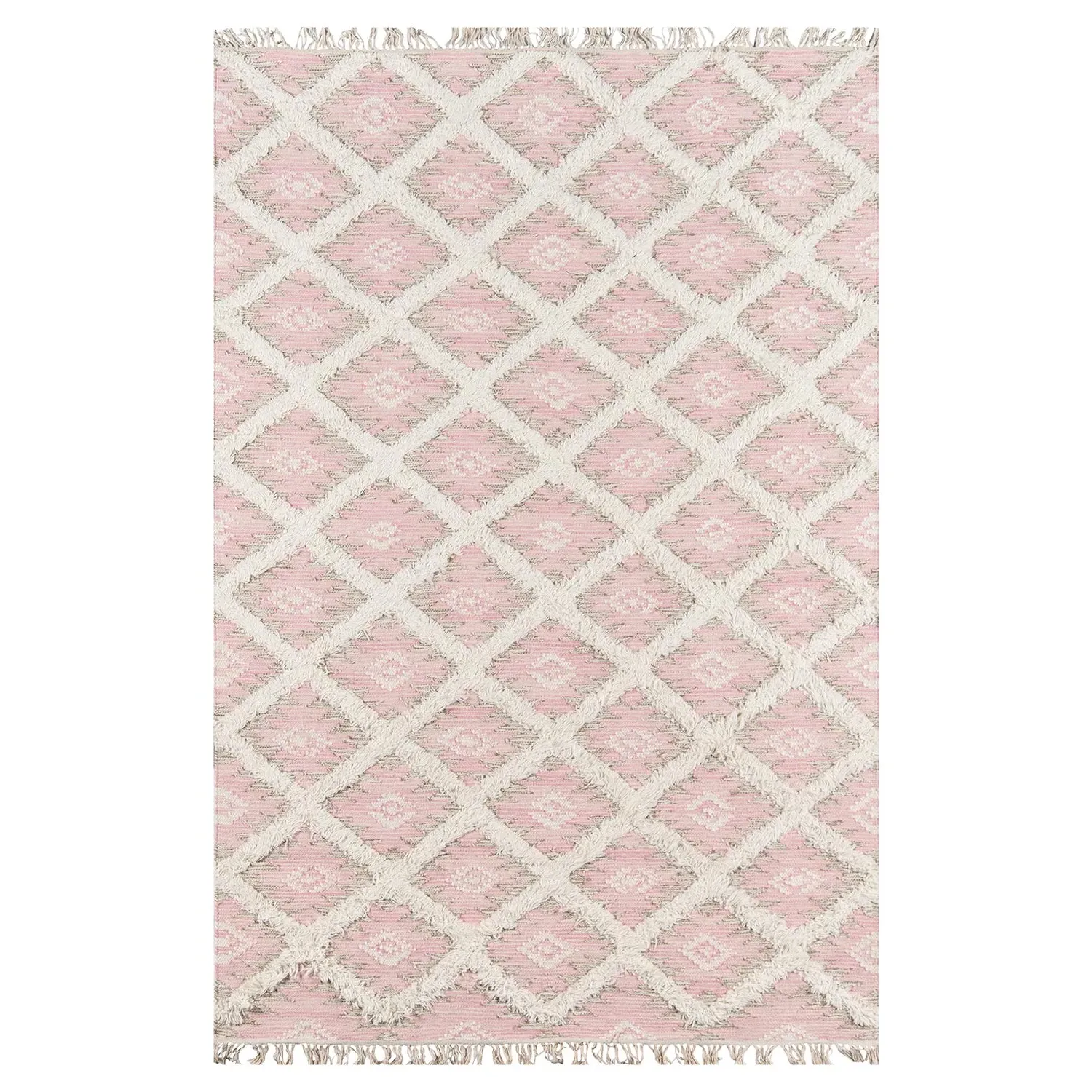 Ella Diamond Patterned Rug - Pink, Wool image