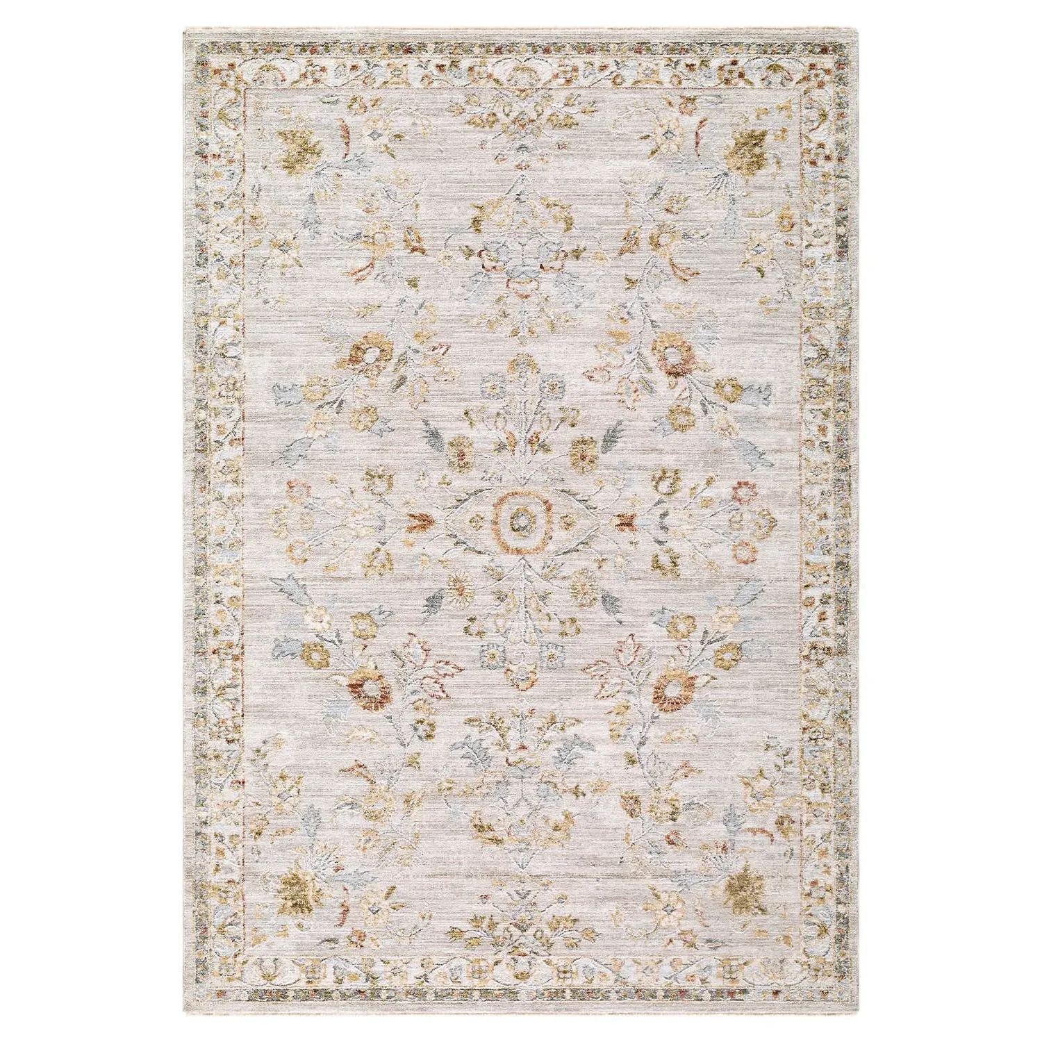 Ellara Large Floral Patterned Rug - Cream, Polyester