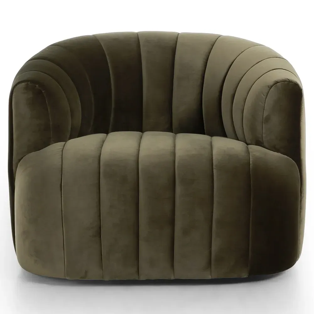 Elliana Swivel Chair - Olive Green, Velvet