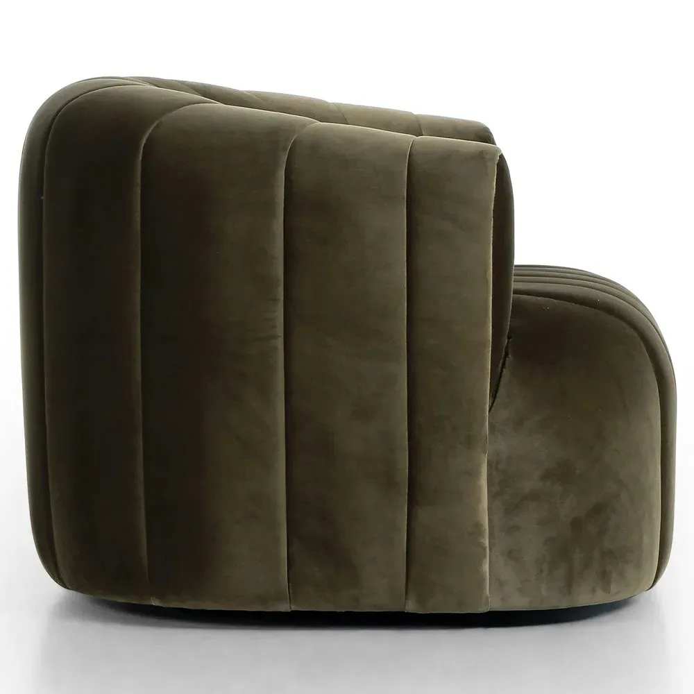 Elliana Swivel Chair - Olive Green, Velvet