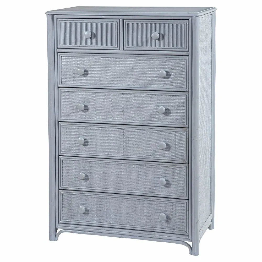 Elliana Tall Chest - Blue, Rattan