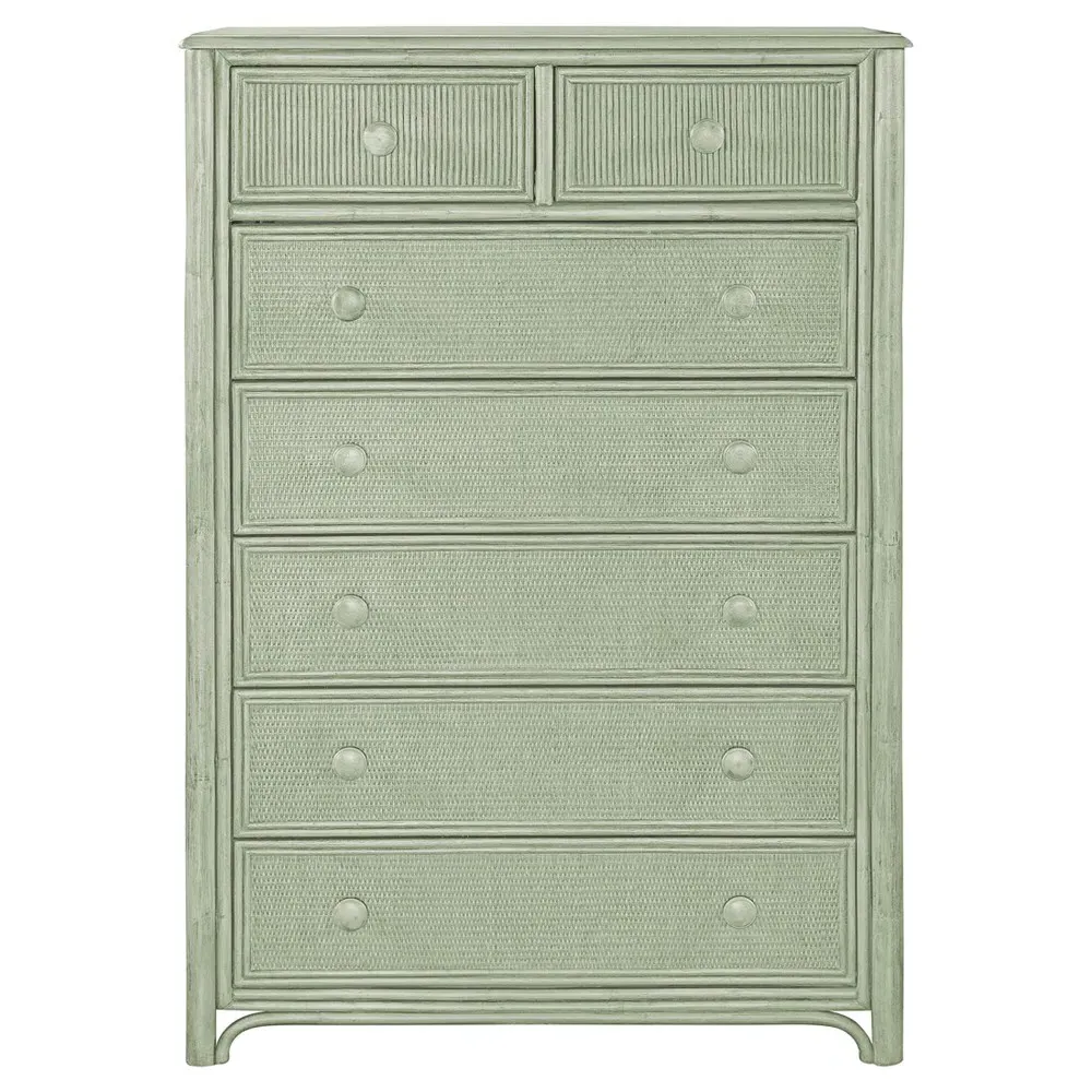 Elliana Tall Chest - Green, Rattan