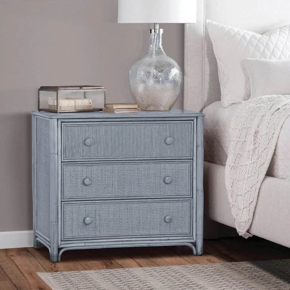 Elliana Woven Bachelor Chest - Blue, Rattan