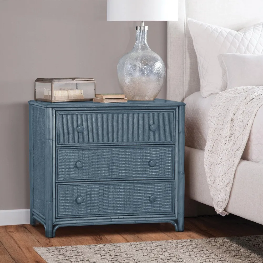 Elliana Woven Bachelor Chest - Dark Blue, Rattan