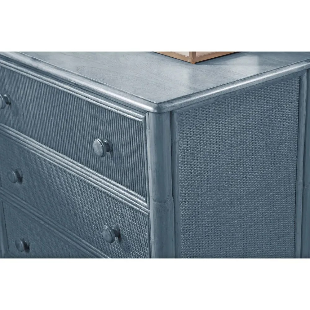 Elliana Woven Bachelor Chest - Dark Blue, Rattan