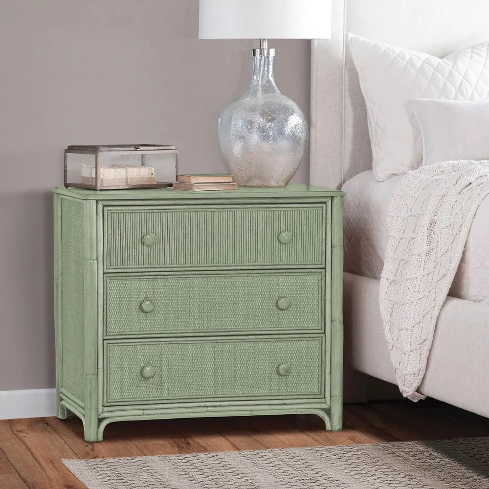 Elliana Woven Bachelor Chest - Green, Rattan