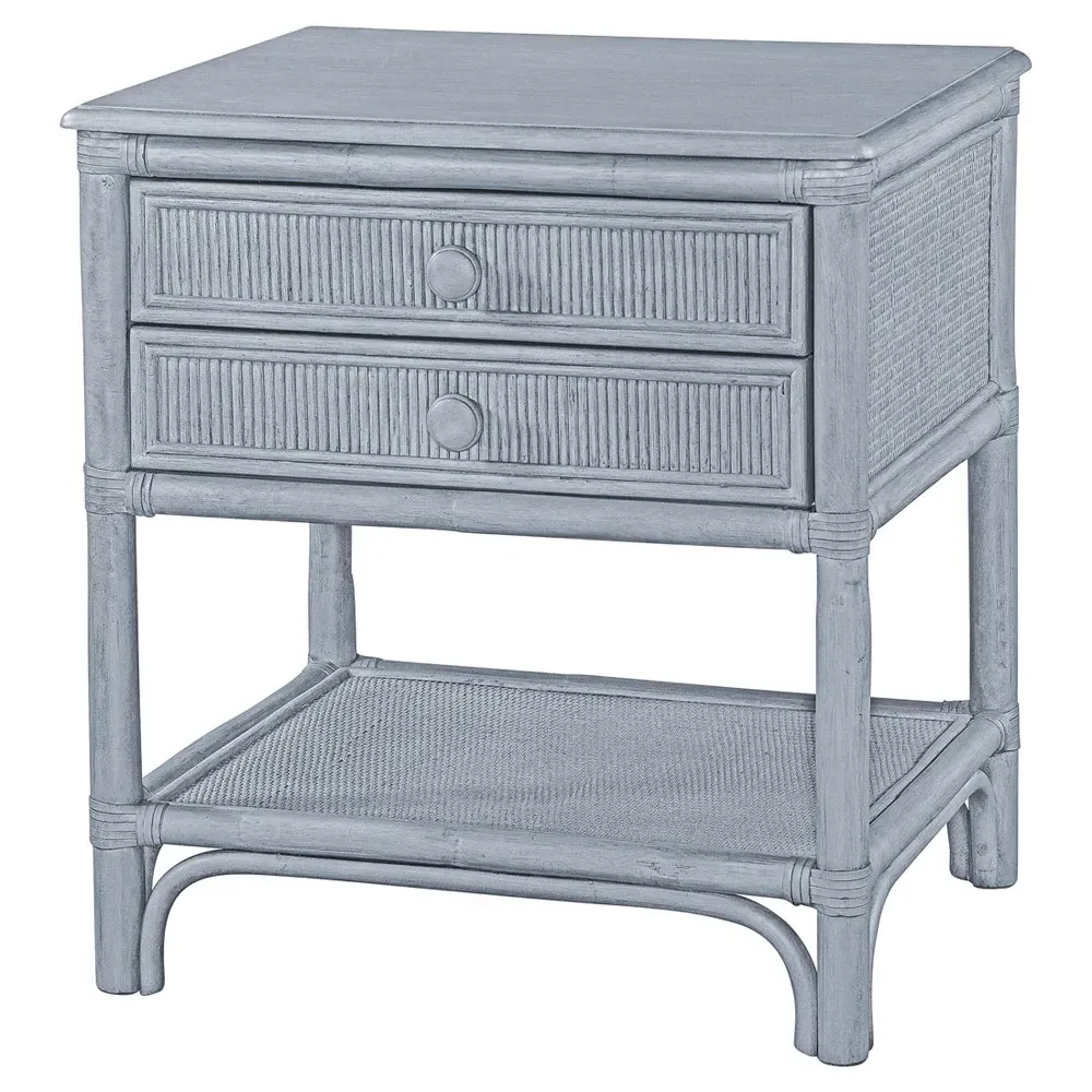 Elliana Woven Rattan Nightstand - Blue