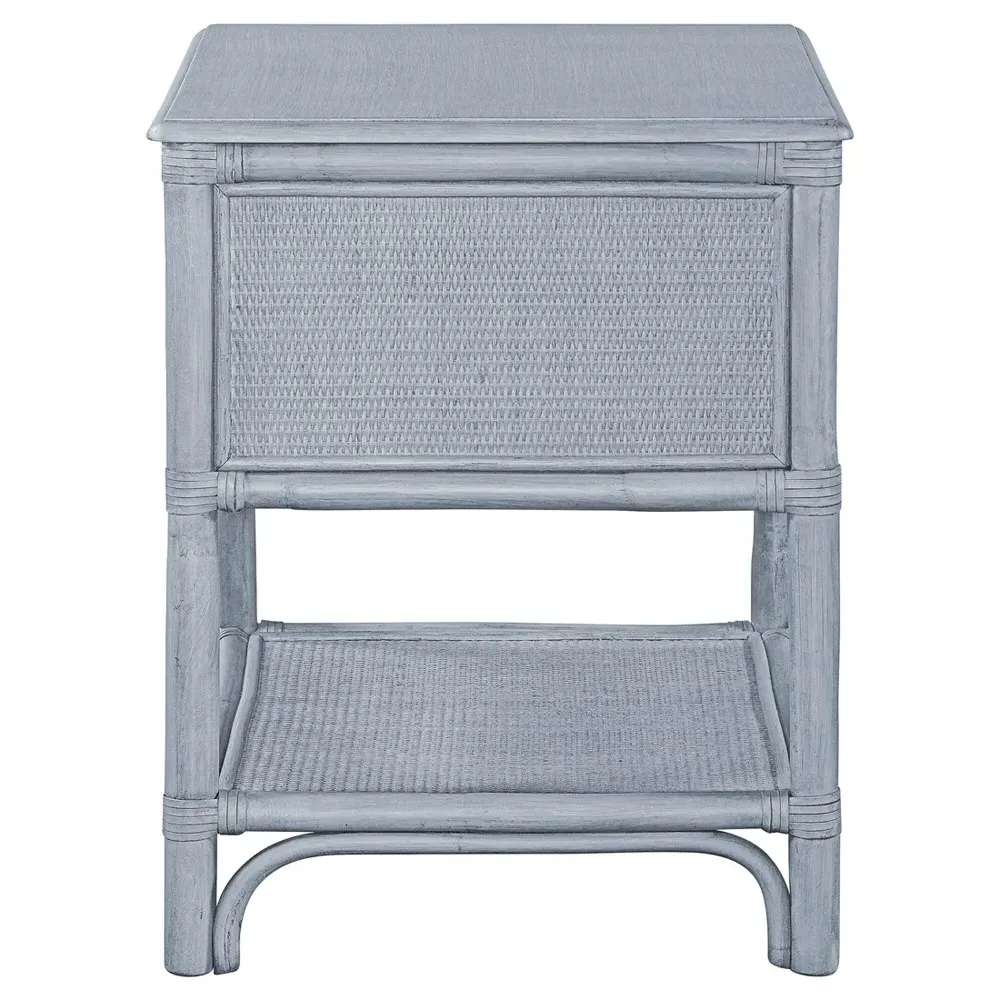 Elliana Woven Rattan Nightstand - Blue
