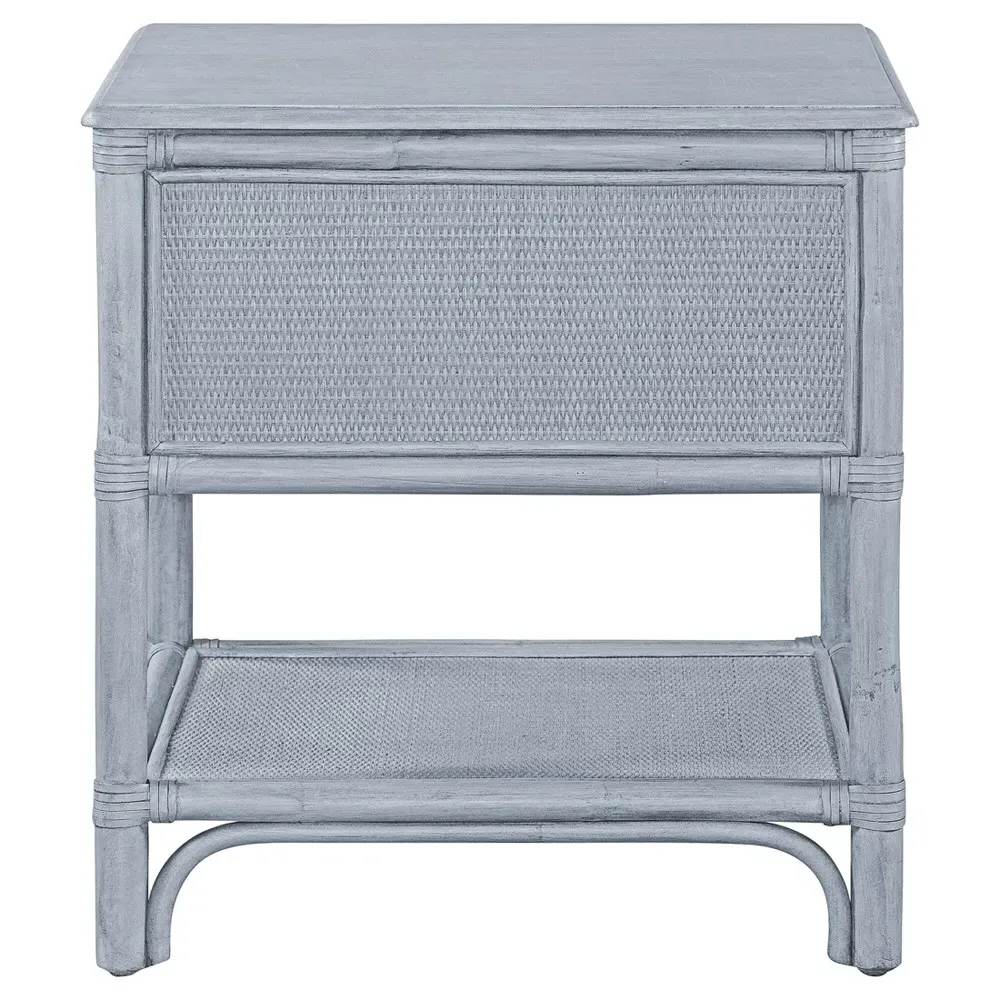 Elliana Woven Rattan Nightstand - Blue
