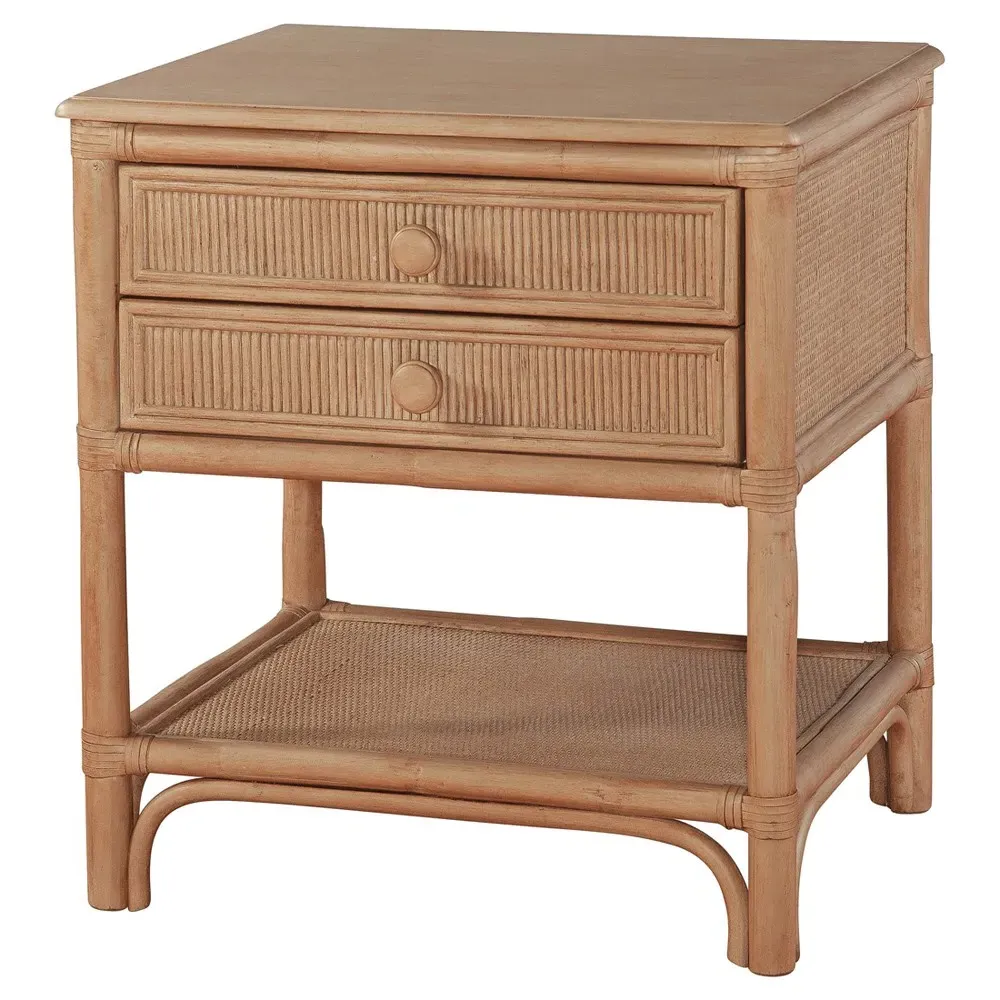 Elliana Woven Rattan Nightstand - Brown