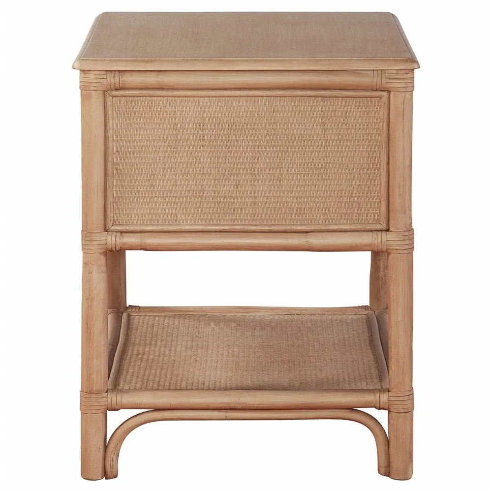 Elliana Woven Rattan Nightstand - Brown