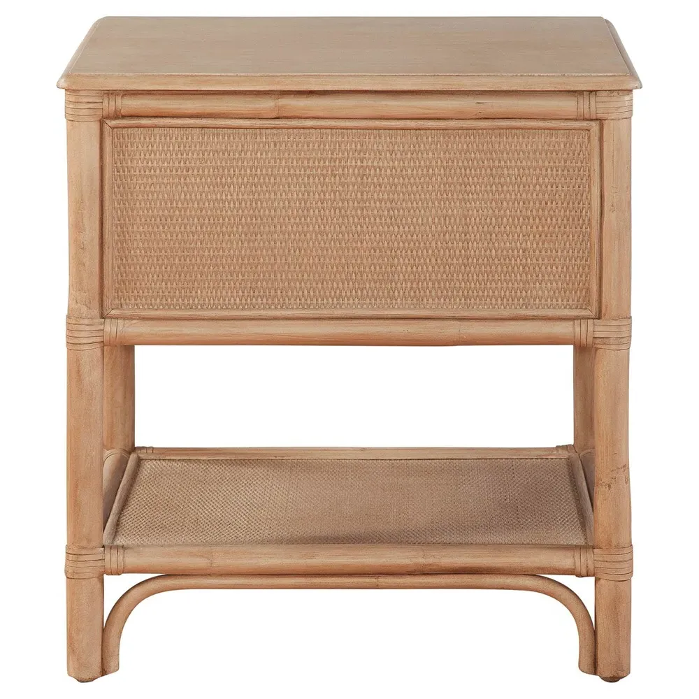 Elliana Woven Rattan Nightstand - Brown