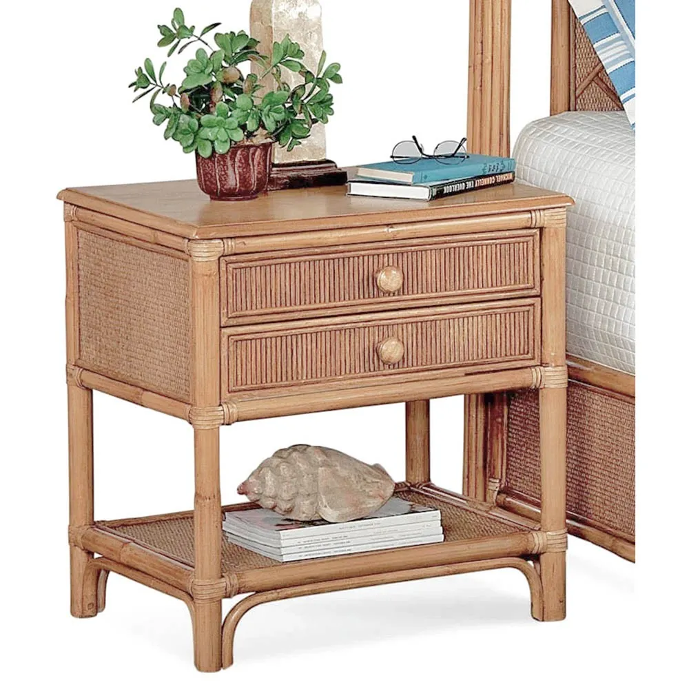 Elliana Woven Rattan Nightstand - Brown