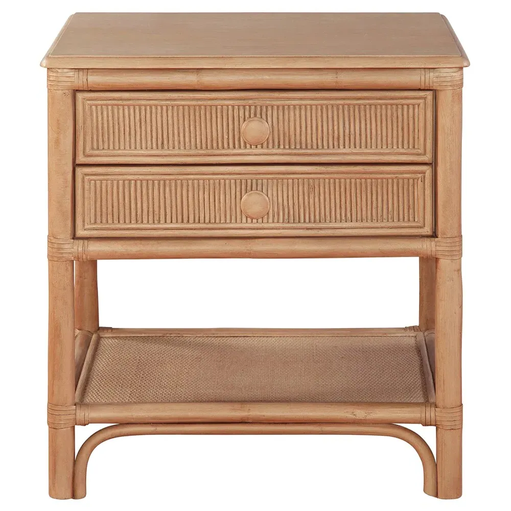 Elliana Woven Rattan Nightstand - Brown
