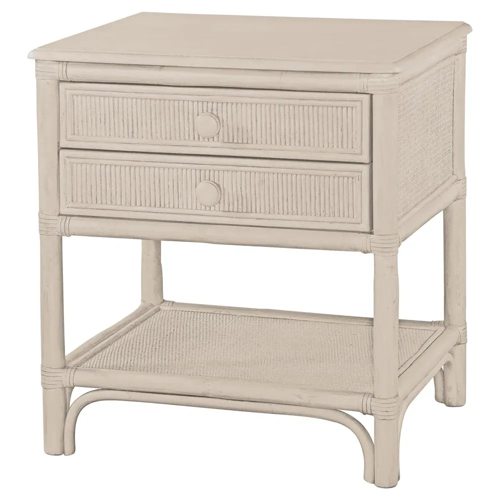 Elliana Woven Rattan Nightstand - Cream