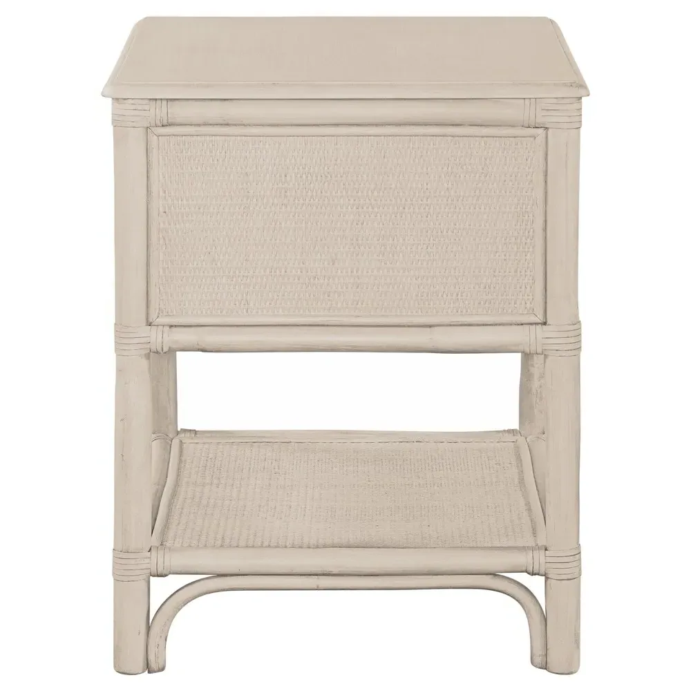 Elliana Woven Rattan Nightstand - Cream