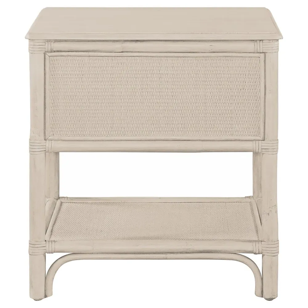 Elliana Woven Rattan Nightstand - Cream