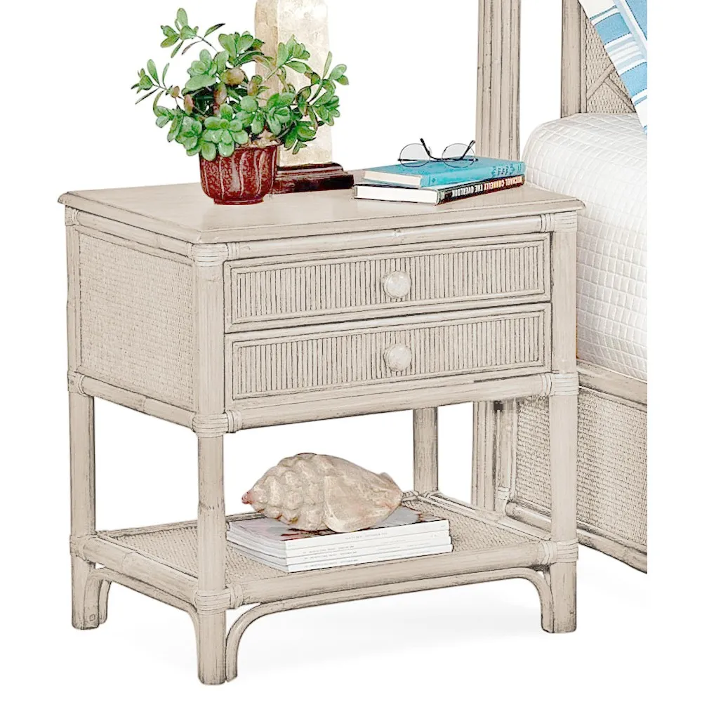 Elliana Woven Rattan Nightstand - Cream