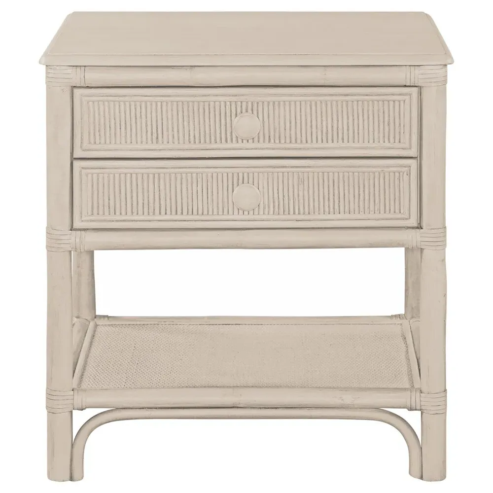Elliana Woven Rattan Nightstand - Cream