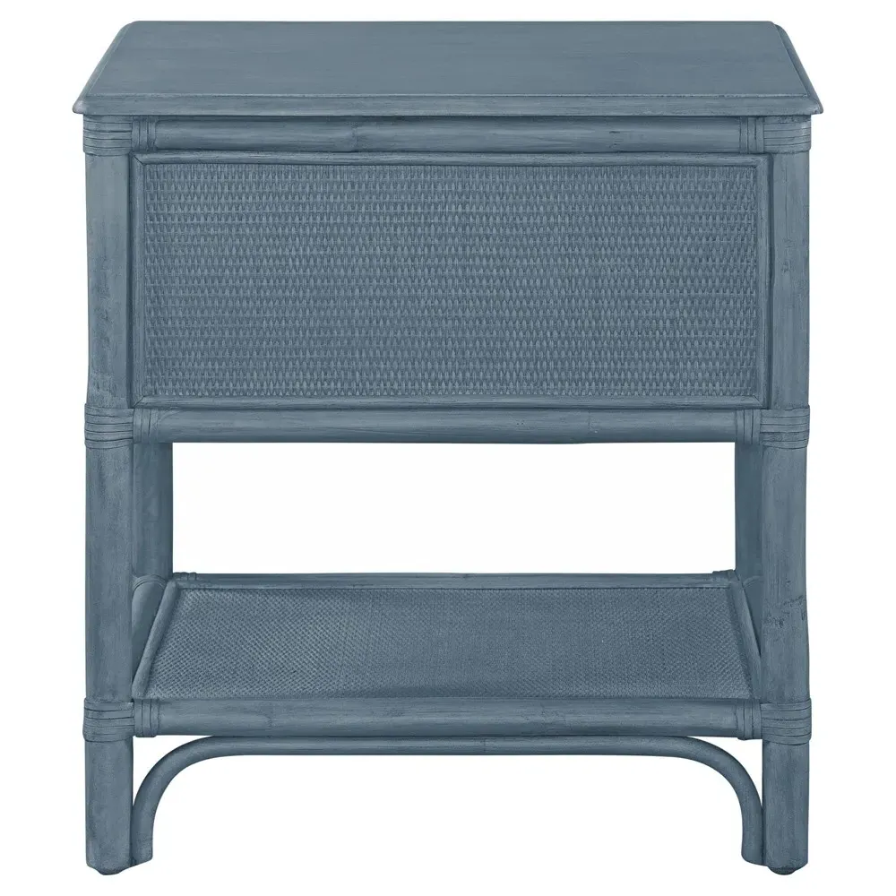 Elliana Woven Rattan Nightstand - Dark Blue