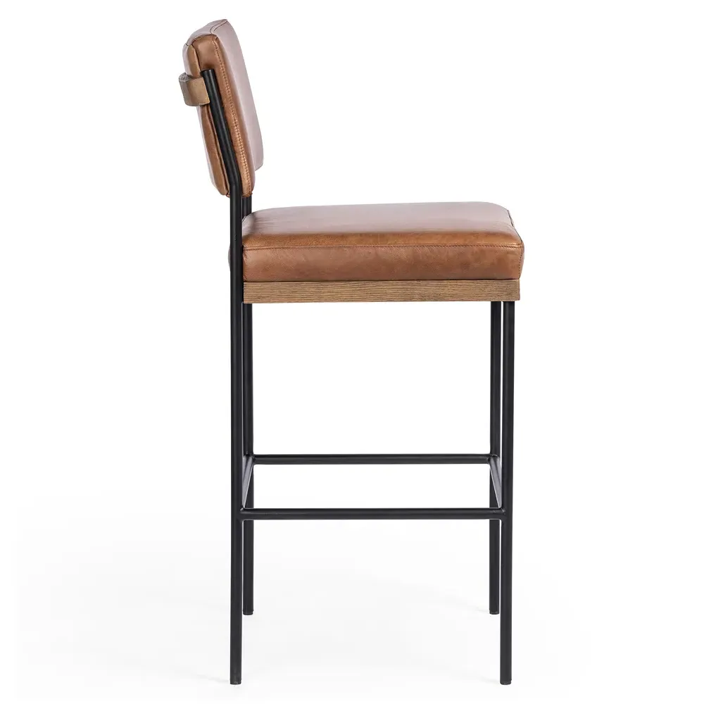 Ellie Bar Stool - Brown, Leather