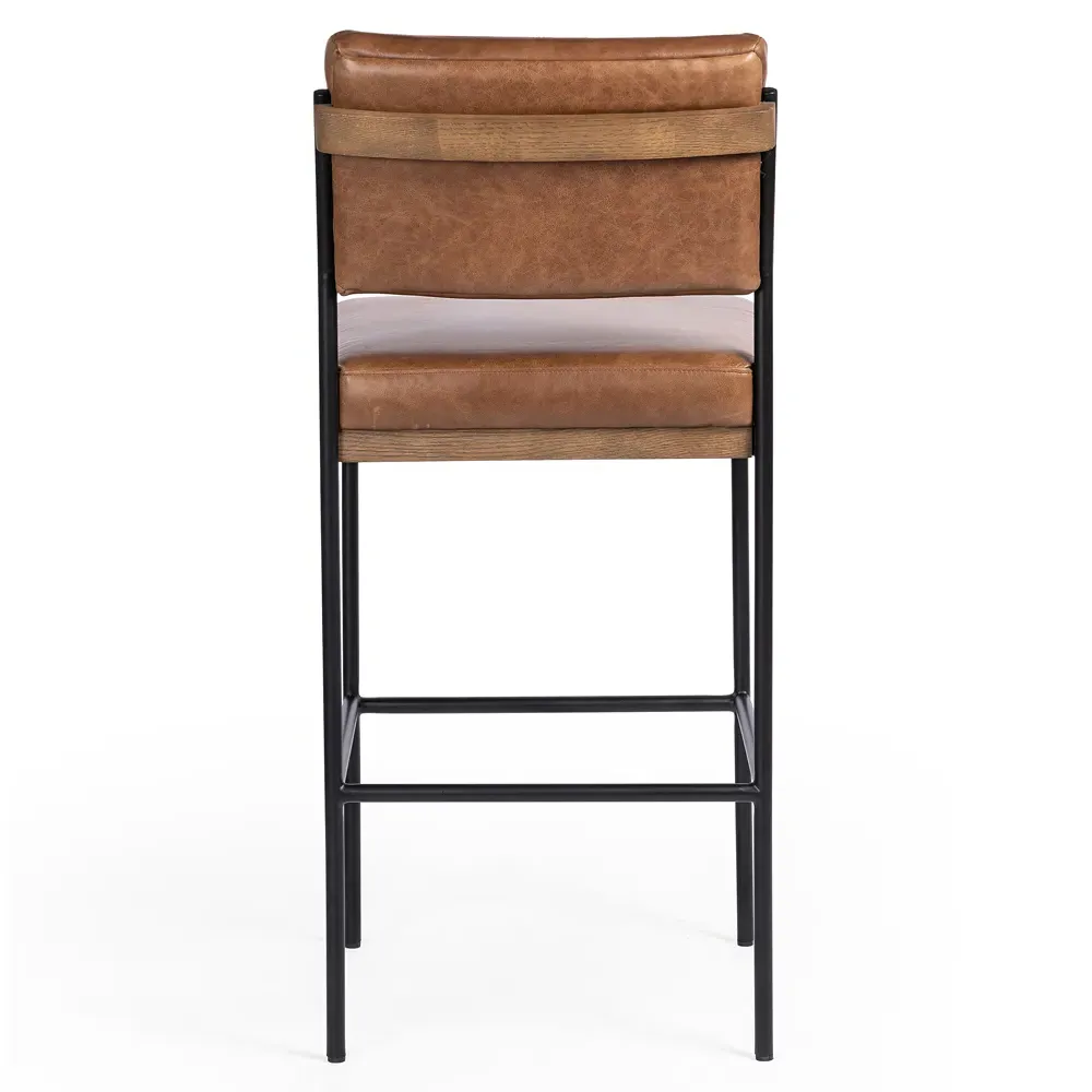 Ellie Bar Stool - Brown, Leather