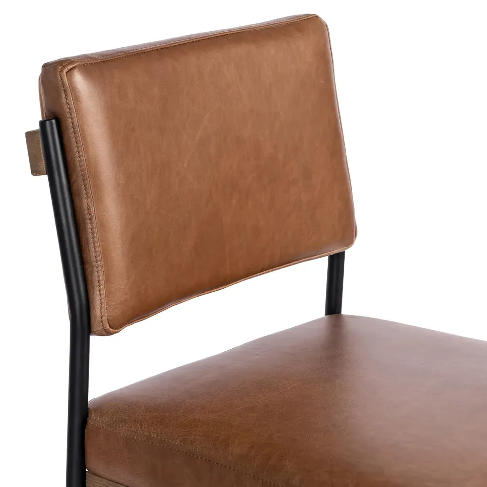 Ellie Bar Stool - Brown, Leather
