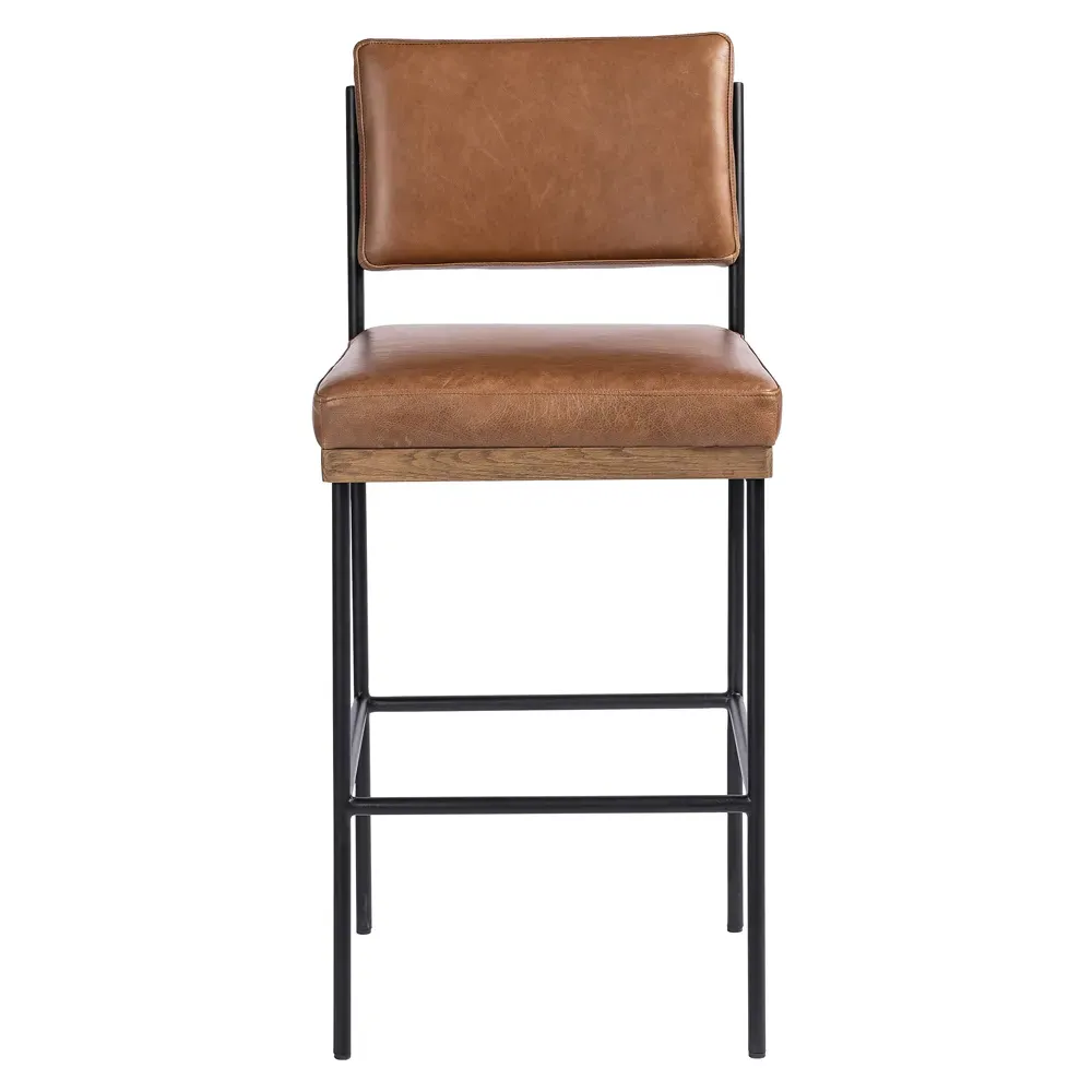 Ellie Bar Stool - Brown, Leather