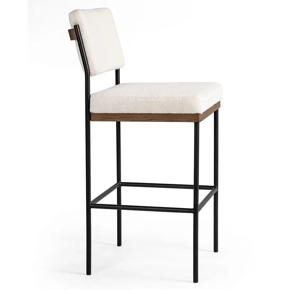 Ellie Bar Stool - White, Performance Fabric