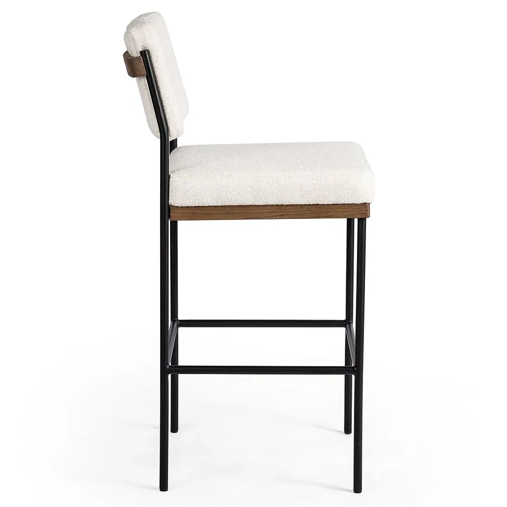 Ellie Bar Stool - White, Performance Fabric