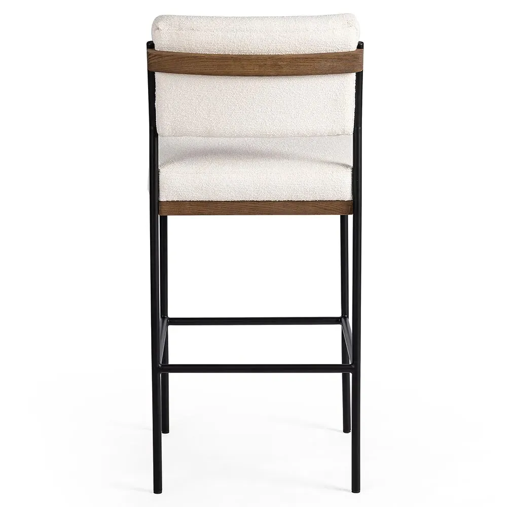 Ellie Bar Stool - White, Performance Fabric