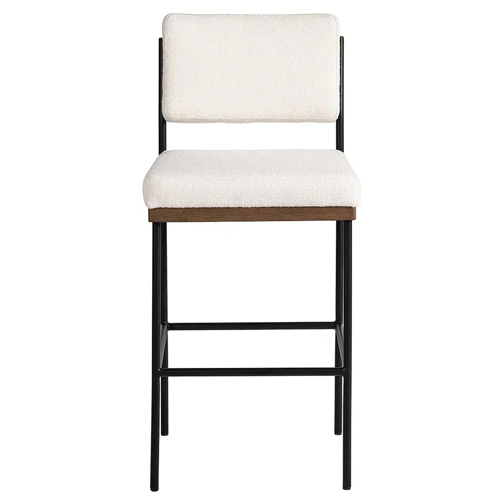 Ellie Bar Stool - White, Performance Fabric