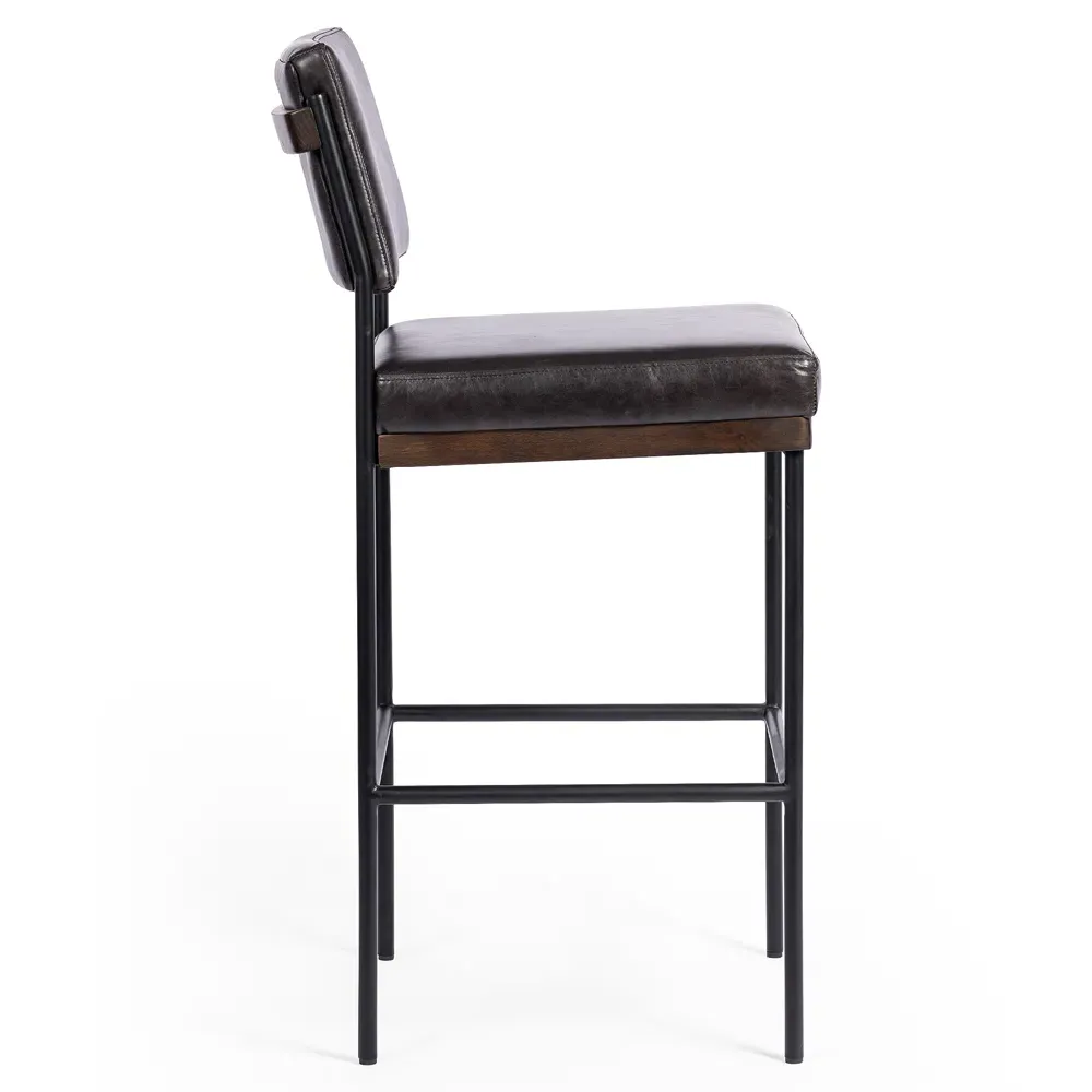 Ellie Counter Stool - Black, Leather
