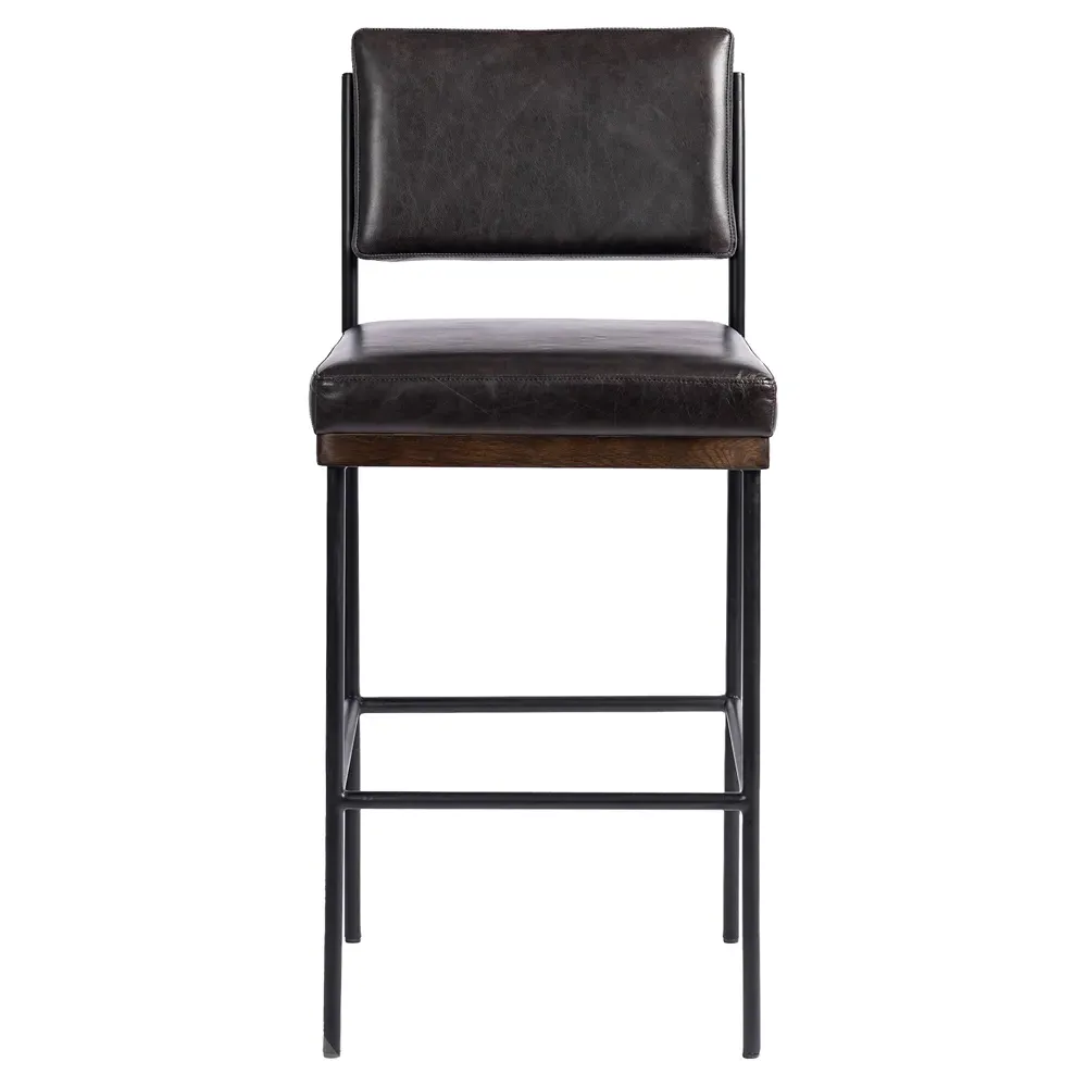 Ellie Counter Stool - Black, Leather