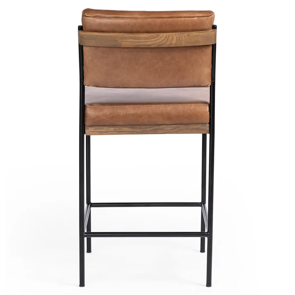 Ellie Counter Stool - Brown, Leather