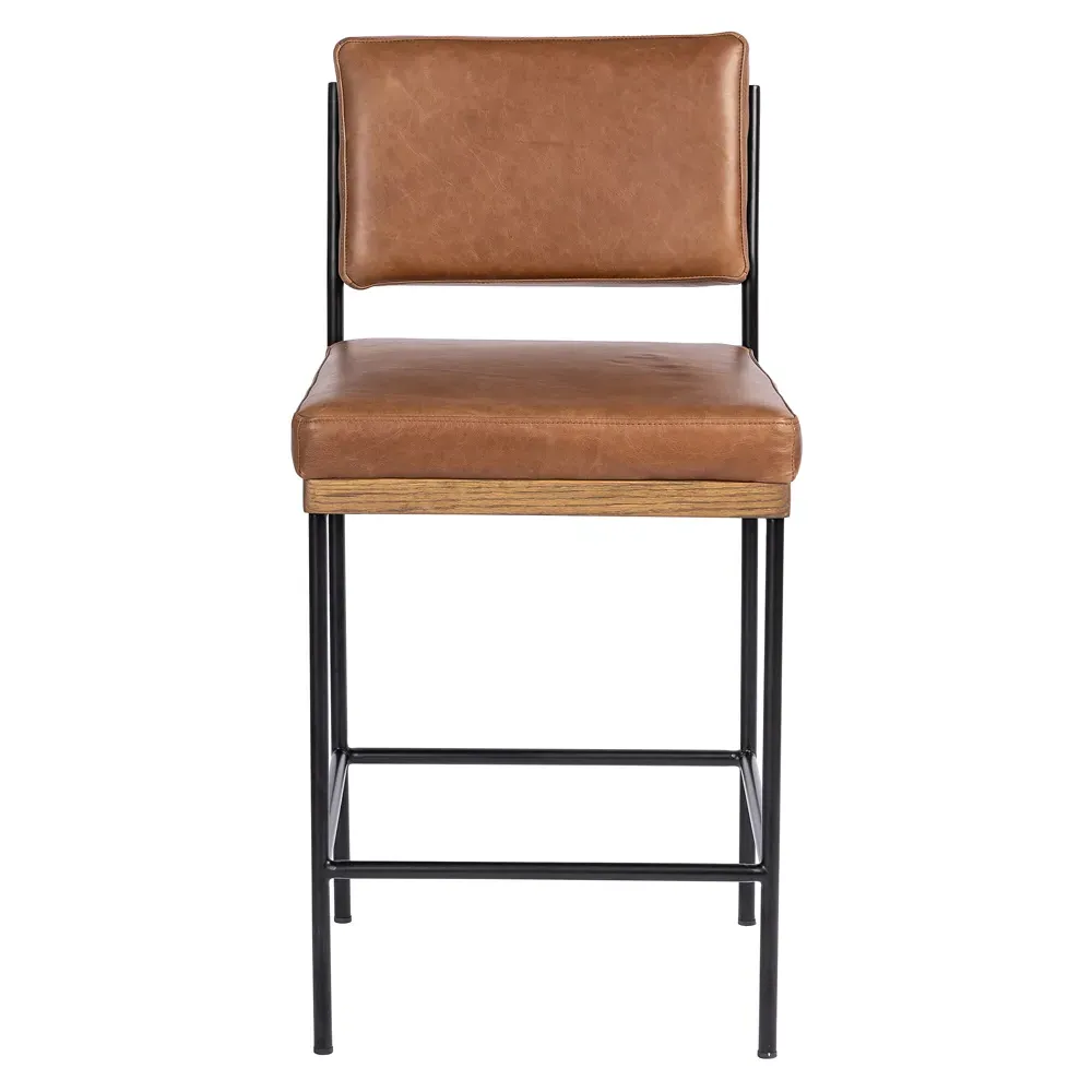 Ellie Counter Stool - Brown, Leather
