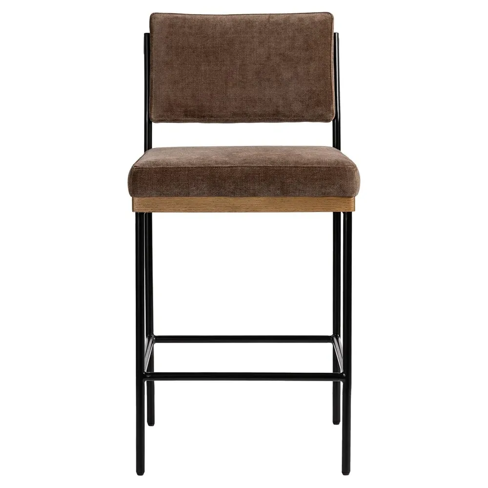 Ellie Counter Stool - Brown, Velvet