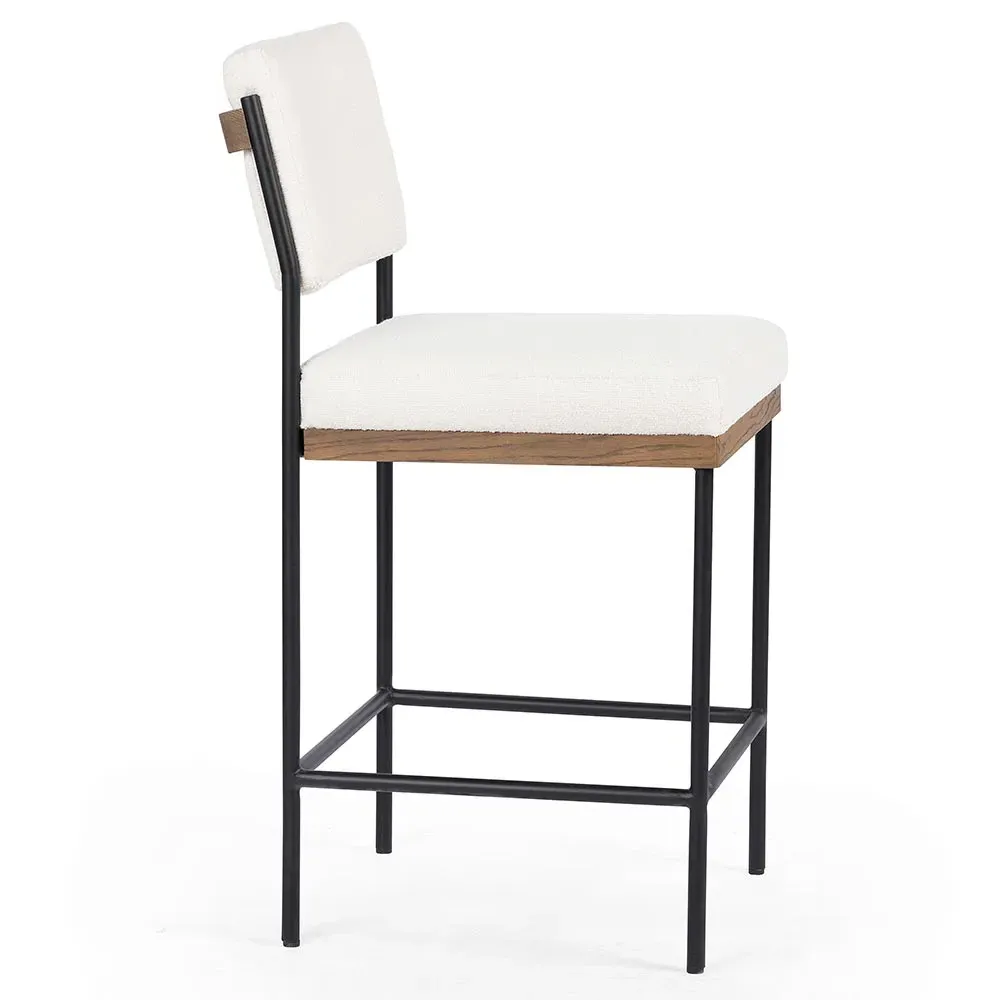 Ellie Counter Stool - White, Performance Fabric