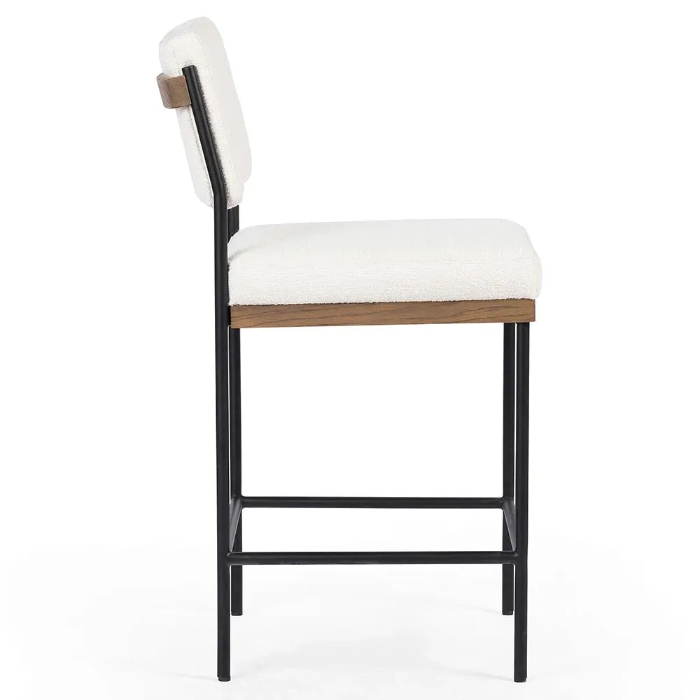 Ellie Counter Stool - White, Performance Fabric