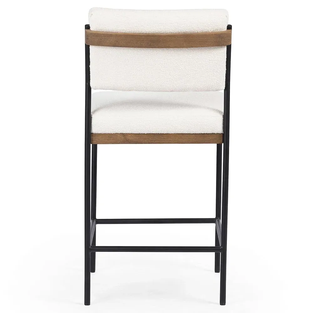 Ellie Counter Stool - White, Performance Fabric