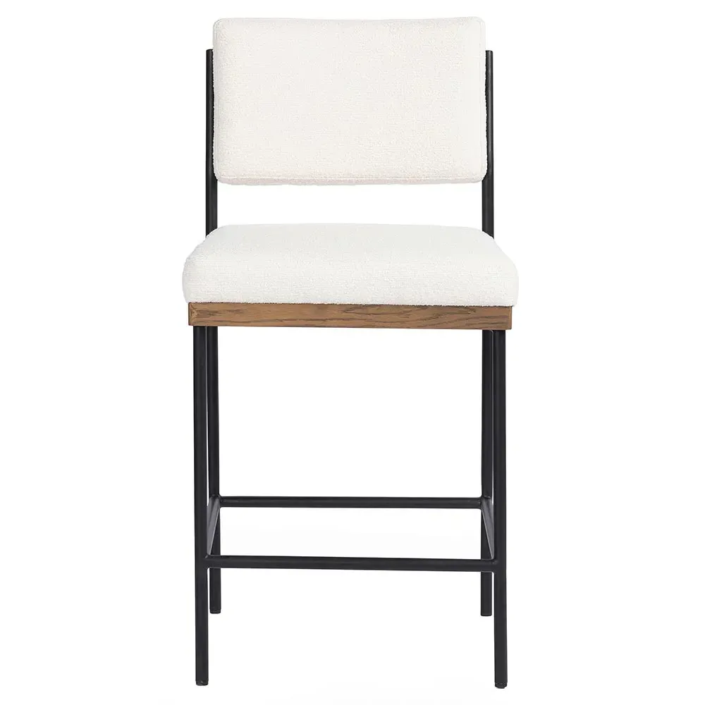 Ellie Counter Stool - White, Performance Fabric